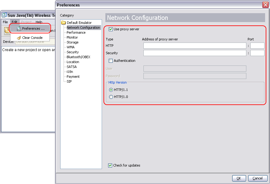 network configuration page