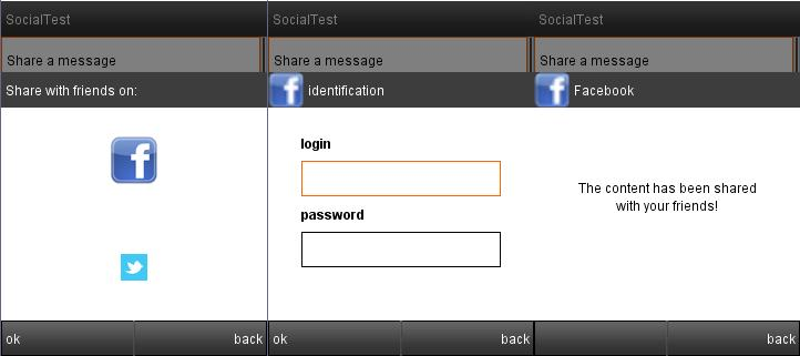 Screenshots of social Widget